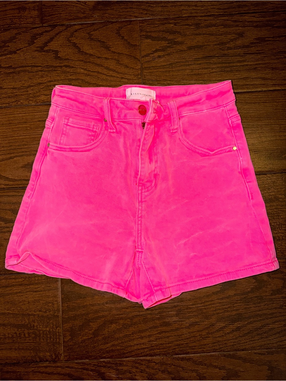Women's High-Waist Neon Pink Denim Shorts